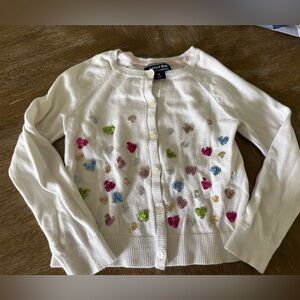 LAND’ END Heart Sequins Cardigan Sweater 5/6